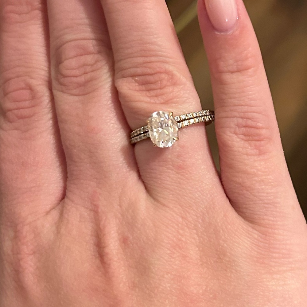 Moissanite Engagement Ring & Band